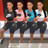 Casual Outdoor Sweatshirt Printed Shorts Set