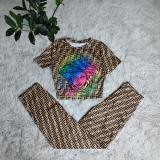 Summer Printed Short Sleeve Pants Set