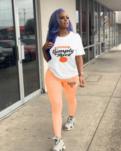 Fashion Casual Graphic Print Short Sleeve Trousers Two Piece Set