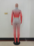 High Neck Gradient Embroidered Letters Sports Two-Piece Set