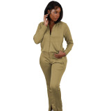 Women Khaki Pantsuit High Off Life Sweatpants Fall Clothes Sweat Suit Set