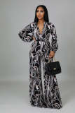 Sexy Club Wear Girls Clothing Casual Long Sleeve High Waist V Neck Printed Jumpsuits