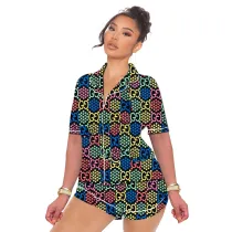 Casual Pattern Printed Pajamas Home Wear 2 Piece Loungewear