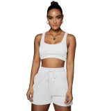 Casual Sports Double Vest and Shorts with Pocket