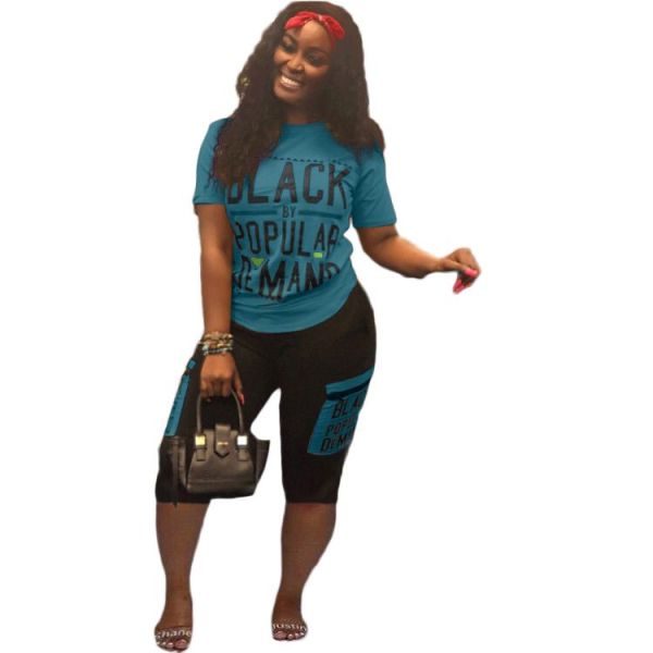 Casual Print Letter Shorts Set