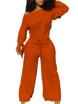 Solid Color Loose Cotton Sweatshirt Jumpsuit