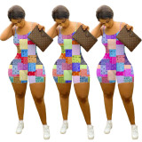 Casual Straps Print Romper