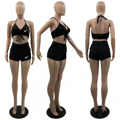 Dare to Bare Printed Short Set (Black)