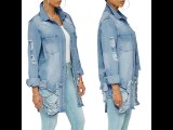 Hole Distressed Plus Size Denim Button Jacket