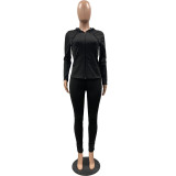 Pure Color Hooded Sportswear 2 PC