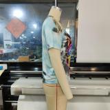 Casual Fashion Print Tassel Slit Short Sleeve Shirt Top