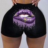 Sexy Ladies Low Waist Graphic Printed Yoga Shorts