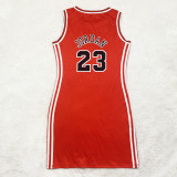 Casual Sleeveless Double-sided Pattern Printed Webbing Basketball Mini Dress