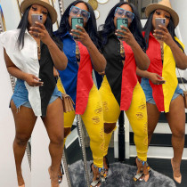 Sexy Hollow Halter V-breasted Stitching Shirt