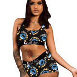 Sexy Pattern Printed Shorts Set Yoga Swimsuit Pants Set