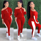 Autumn Fashion Stitching Printed Two Piece Set