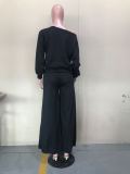 Solid Color Round Neck 2 Piece Set