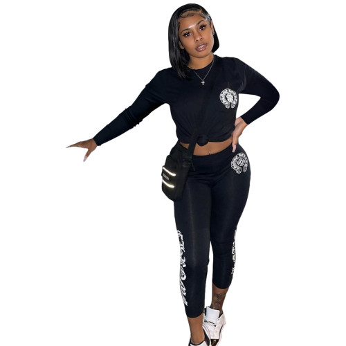 Autumn Printed Pattern Sports 2Piece Women Outfit