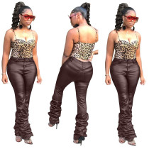 PU Leather Pile Pants
