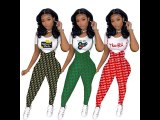 Casual O Neck Letter Print Two Piece Pants Set