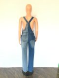Two Faced Two Toned Overalls Casual Slim Fit Colorblock Jeans With Straps