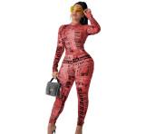 Concealed Zipper Print Newspaper Jumpsuit