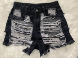 Classic Fringe Hole Denim Shorts