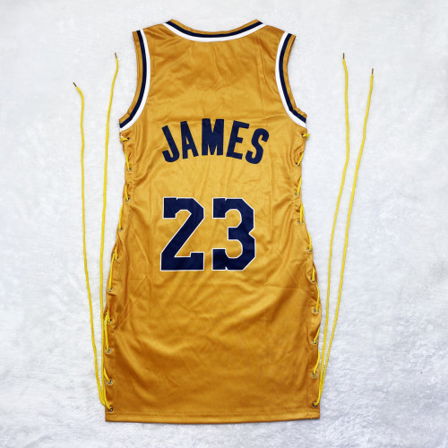 Casual Sleeveless Letter Print Double-sided Pattern Bandage Basketball Shirt Dress