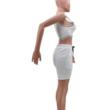 Pure Color Sports Vest 2 Pc Set with Pocket