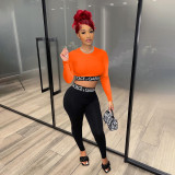 Casual Printed Letter Long Sleeve 2pc set