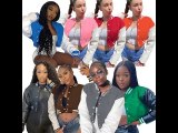 Autumn Winter Women Long Leather Sleeve Sports Baseball Jacket Coat