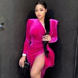 Sexy Velvet Asymmetric Dress