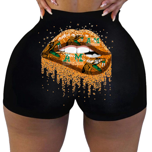 Sexy Ladies Low Waist Graphic Printed Yoga Shorts