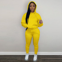 Autumn Winter Thick Drawstring Jogger Two Piece Sweatpants and Hoodie Set