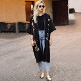 Long Embroidered Beach Cardigan