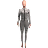 Casual Zipper High Neck Jumpsuit