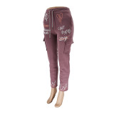 Casual Print Drawstring Jogger Pants
