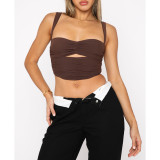 Fashion Pleated Cutout Camisole Top