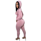 Casual Solid Patchwork Hooded Collar Wrapped Long Sleeve Three Pieces
