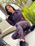 Fashion Printed Letter Hooded Sweatshirt + Trousers Two Piece