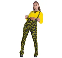 Casual Letter Print Crop Top and Dungarees Two Piece Set
