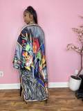 Autumn Long Sleeve Imitation Silk Printed Sun Protection Cape
