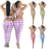 Sexy Print Cross Halter Top and Pant