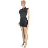 Pure Color Hot Shorts Sports Two Piece Clothing