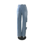 Ladies Denim Ripped Holes Jeans