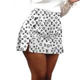 Fashion Printed Letter Sexy Mini Skirt