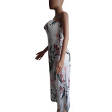 Off Shoulder Printed Wide-leg Jumpsuit