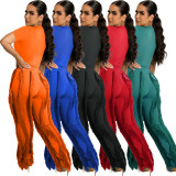 Spring Summer Ladies Suit Tassel Fashion Sportswear Pant Set