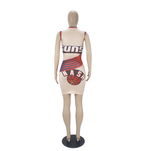 Sexy Sleeveless Graphic Print Bodycon Dress