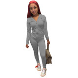 Pure Color Hooded Sportswear 2 PC